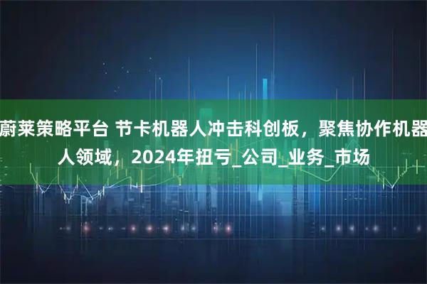 蔚莱策略平台 节卡机器人冲击科创板，聚焦协作机器人领域，2024年扭亏_公司_业务_市场