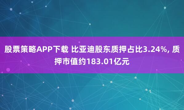股票策略APP下载 比亚迪股东质押占比3.24%, 质押市值约183.01亿元
